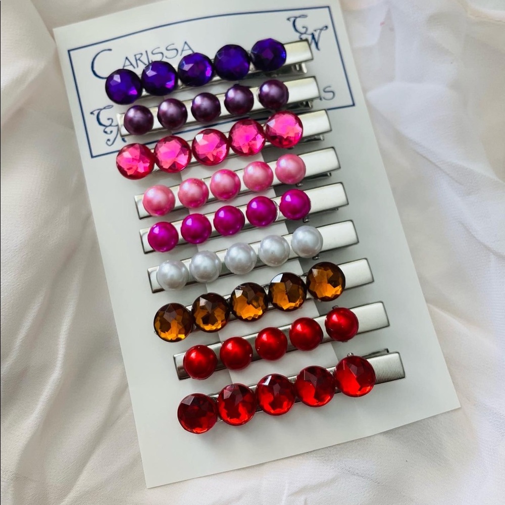 Set of Alligator clip hair accessories pearl rhinestone